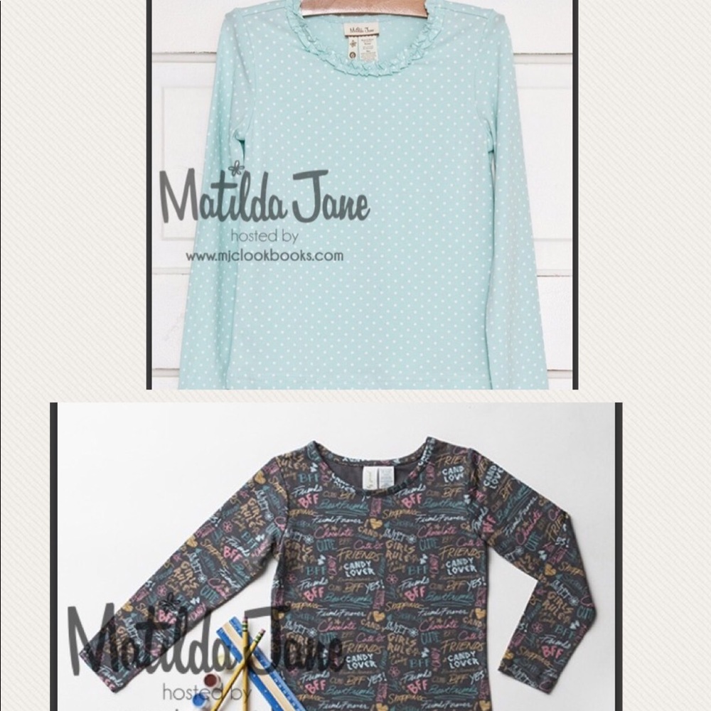 Matilda Jane Scribble & Minty tops sz 8 & 10/12